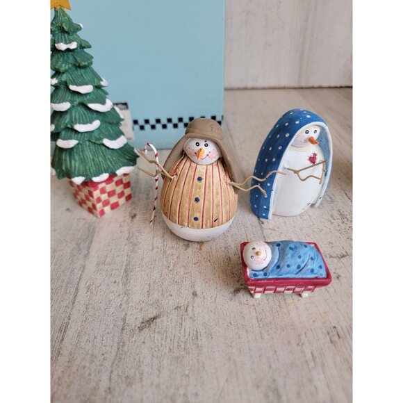 Jolly follies snowman nativity scene religious Xmas decor set Sandi Gore evans - Picture 3 of 10